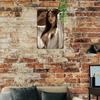 Anime Girl Metal Wall Art 8x12 Inch Retro White Lingerie Design Green Leaves Home Decor