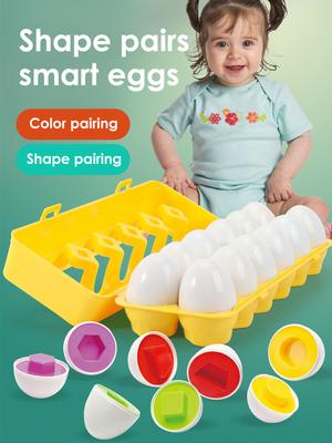 Non-Toxic 6Pcs Baby Smart Eggs Montessori Educational Toys For Children Color Shape Matching Recognize Toddler Intelligent Learning