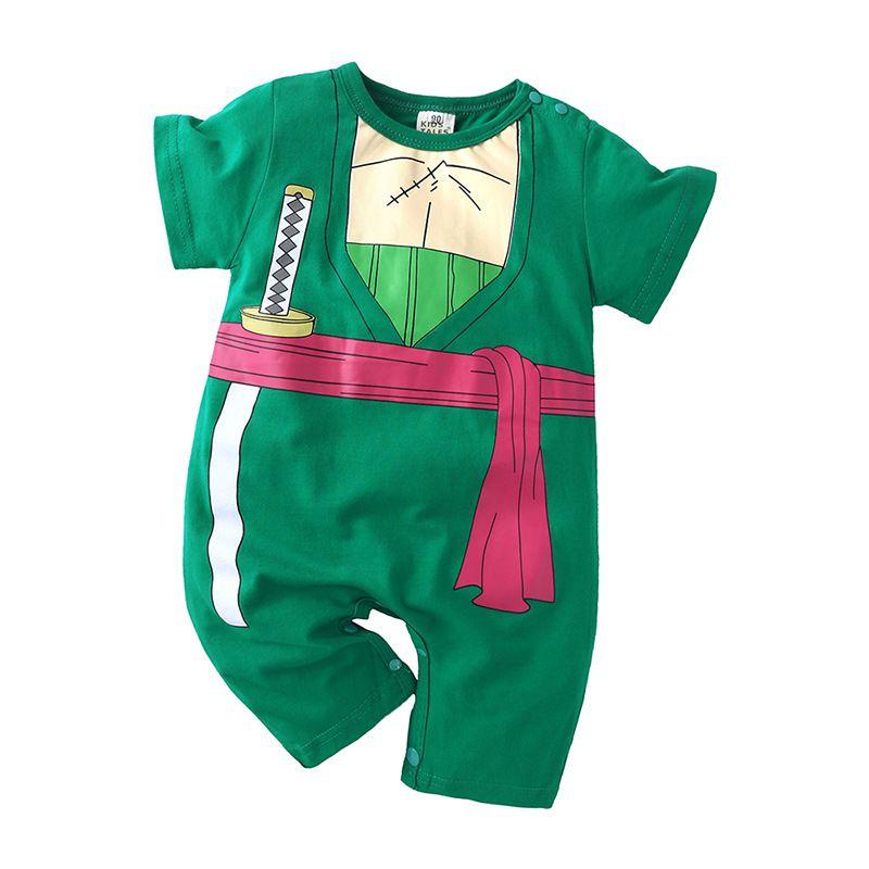 Adorable Baby Romper In Dragon Ball Naruto Luffy Design For Stylish Summer Wear