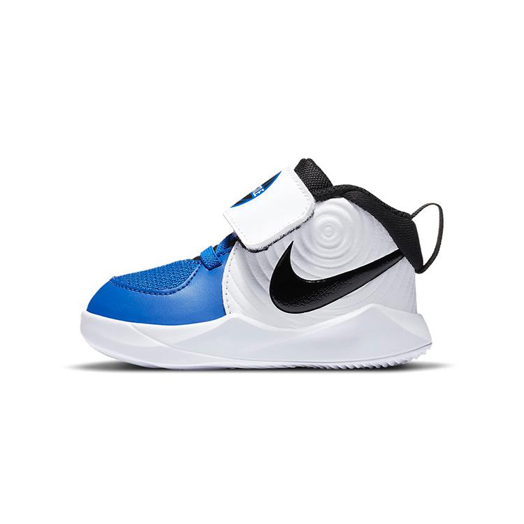 Nike Team Hustle D 9 Mid top Toddler Shoes Blue White Black Infant And Toddler AQ4226-405 23.5