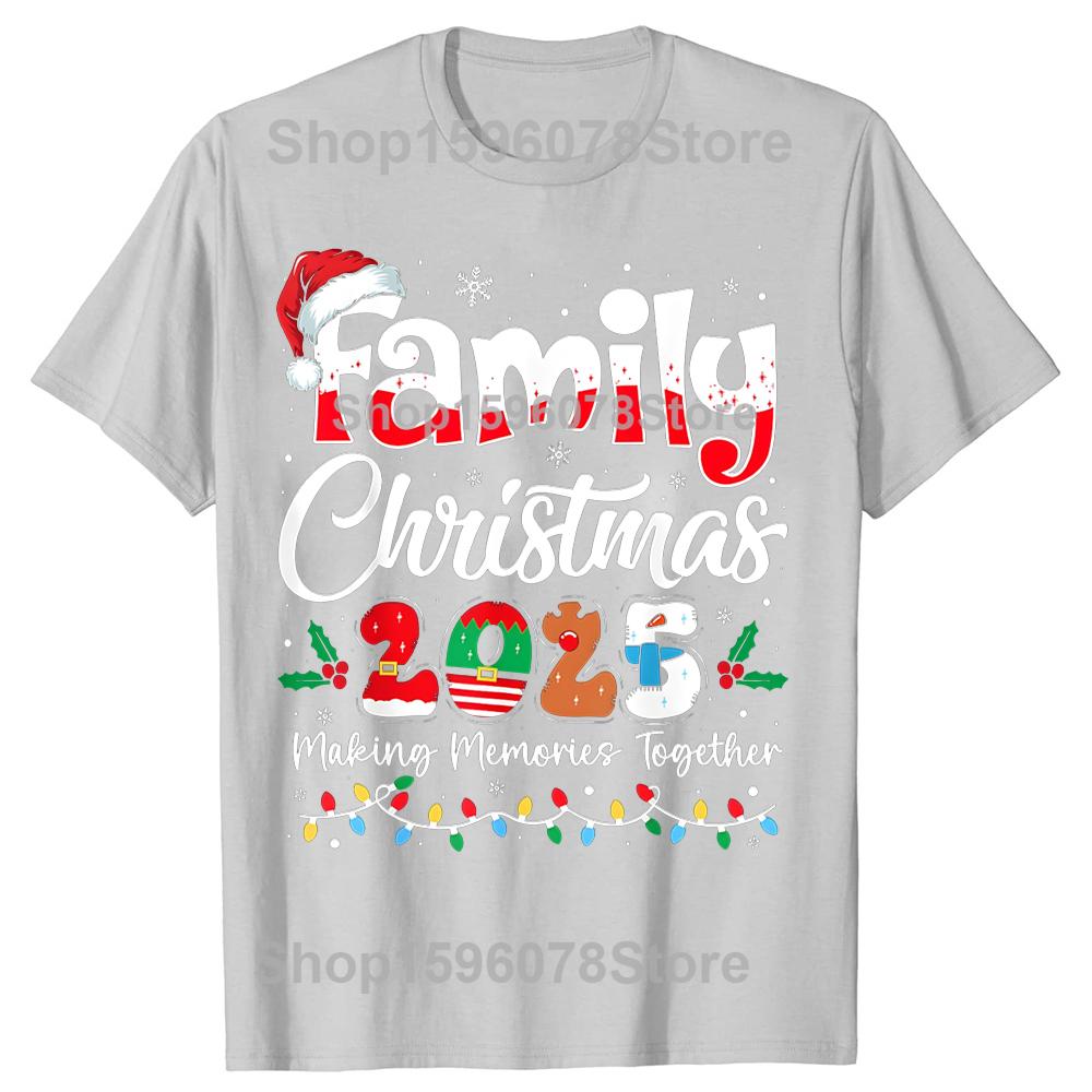 Family Christmas 2025 Matching Xmas Squad Santa T-shirts Men Women's Fashion Casual Tshirt 100% Cotton Loose Oversized