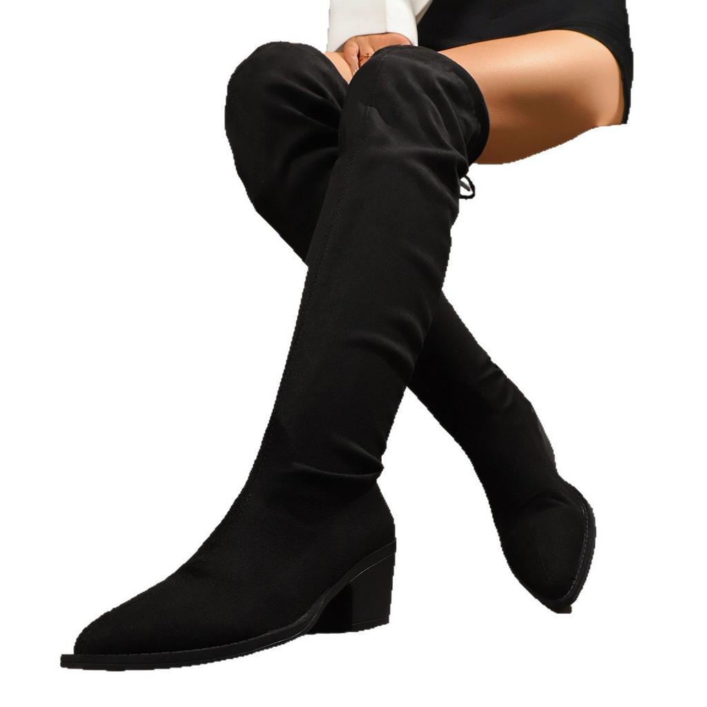 Over-The-Knee Boots For Women In Autumn And Winter, Thick Heels And Thin Winter Elastic Large Size Tall Boots