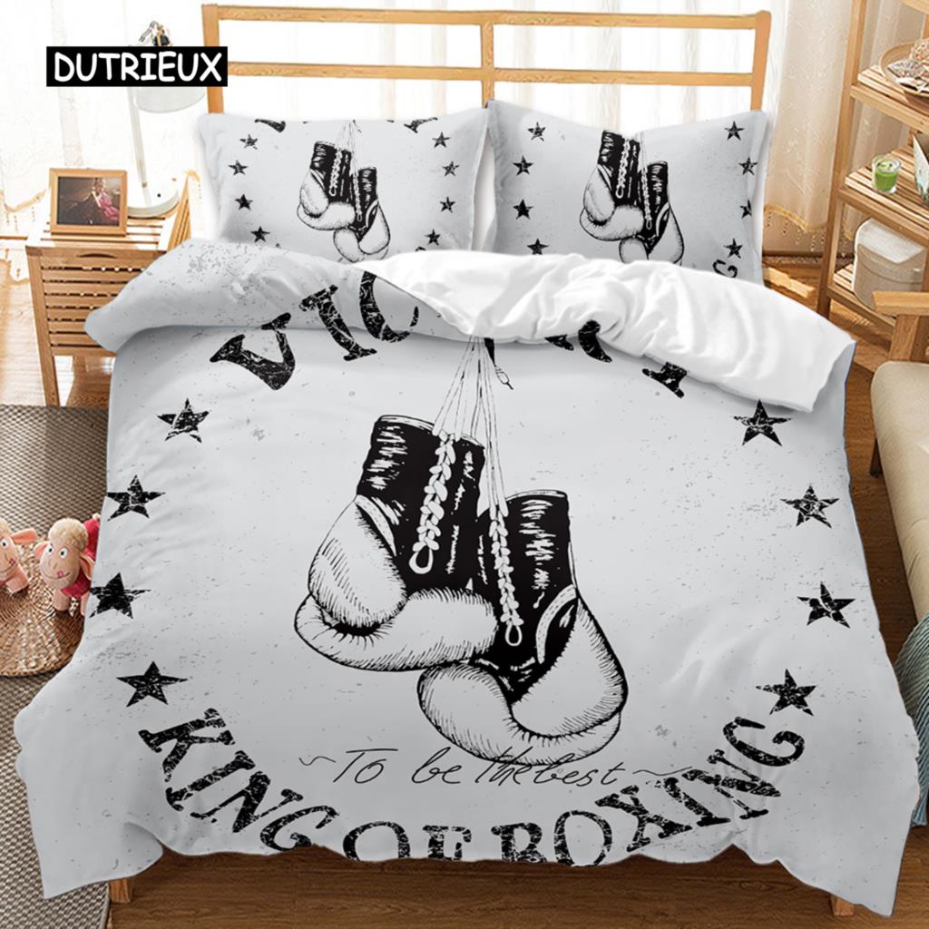 Boxing Games Duvet Cover Set Red Blue Boxing Bedding Set Competitive Sports Boxing Game Double Queen King Polyester Quilt Cover