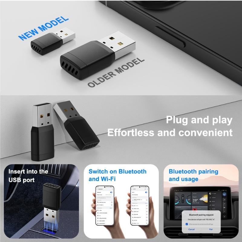 2 in 1 Mini Wireless CarPlay Adapter Android Auto Wireless Smart Dongle Kabelgebunden zu Drahtlos Car Ai Box für iPhone Android Handy für Toyota VW Peugeot MG
