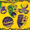 Large Mardi Gras Decorations with Comedy Tragedy Face Mardi Gras Float Mask Cutouts for Themed Party Prom Supplies-9 Pcs