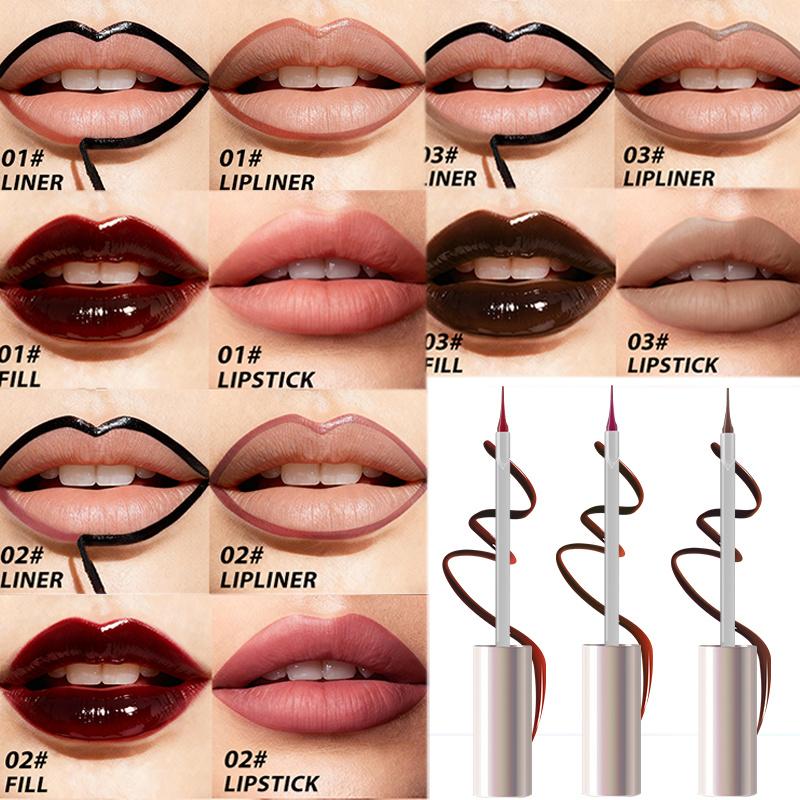 3PCS Peel Off Lip Liner Set, Long - Lasting Smudge - Resistant Water/Sweat Proof Transfer , Vibrant Multi - Color Lip Gloss , Lipstick Gift Set