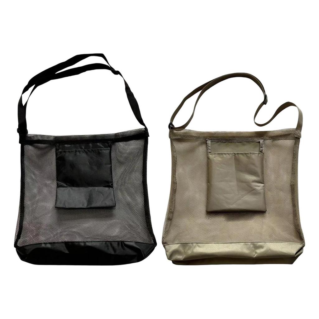 Large Mesh Mushroom Picking Bag for Outdoor Foraging 42x43cm with 45.7" Strap Foldable
