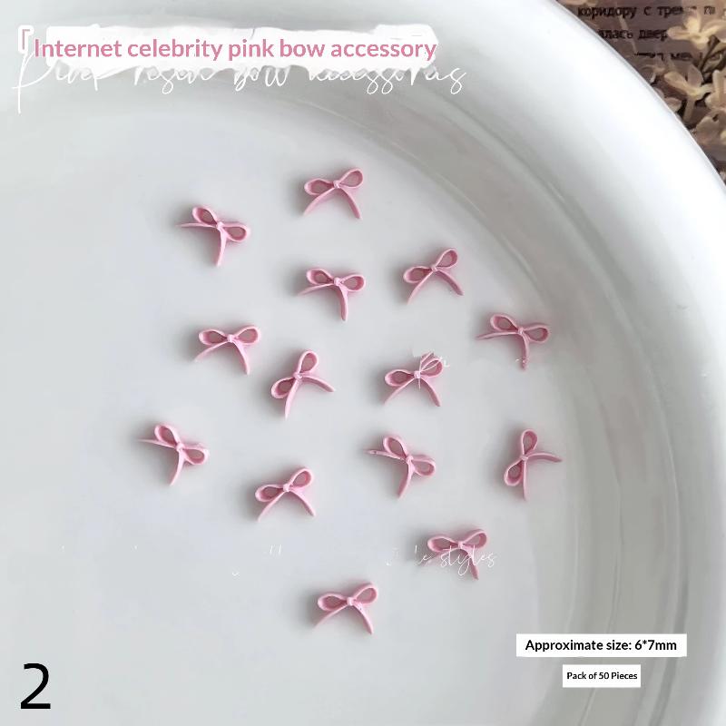50Pcs Light Pink Bowknot Nail Charms 3D Resin Ribbon Bow Nail Art Decoration Mini Kawaii Bow Tie Manicure Supplies Diy