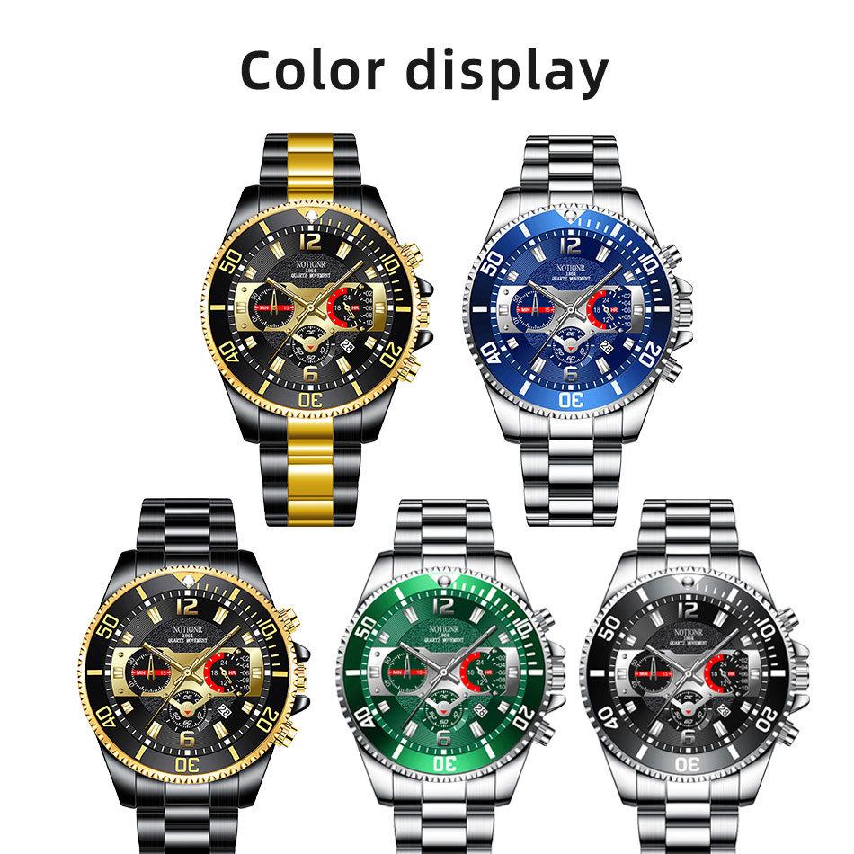 Stainless Steel Watch Men's Quartz Watch Green Water Ghost Watch Men's Calendar Watch Men's Steel Strap Watch Student Watch