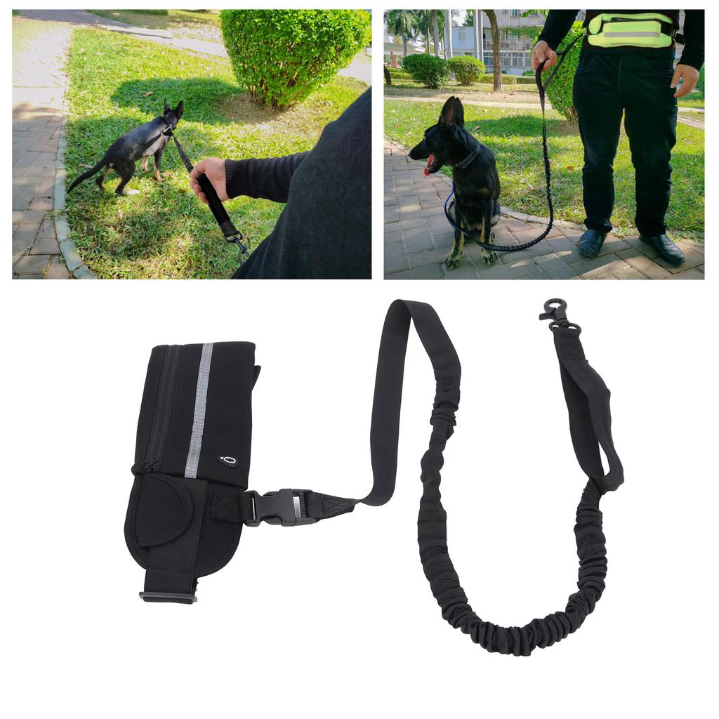 Dog Leash with   Pouch Waist Leash for Dog Walking Training Running Elastic Rope Waist Bag Reflective