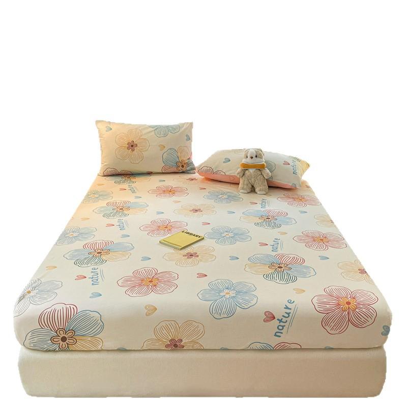 New Cotton Fitted Sheet Single Piece Printed Design Home Bedroom Fitted Sheet All-inclusive Anti-slip Bed Sheet