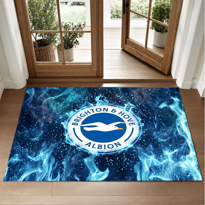 Brighton & Hove Albion Football Design Crystal Velvet Rug Soft Decorative Mat for Bedroom Entrance