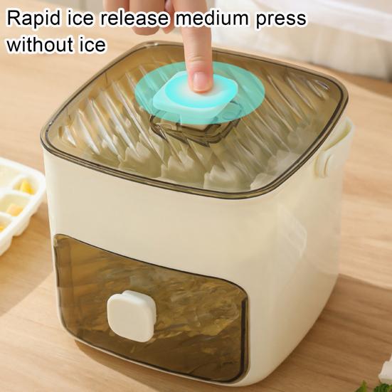Yousheng Ice Cube Tray for Freezer Sphere Ice Mold Maker with Lid And Bin One Button Release Circle Ice Cube Mold Ice Bucket for Whiskey Cocktails