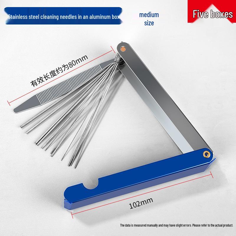 Stainless Steel Cutting Torch Cleaning Needle Set with Aluminum Box