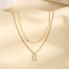 316L Stainless Steel New Fashion Jewelry Minimalism Embed Seashells 2-Layer Charm Chain Choker Necklaces Pendants For Women