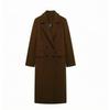 Women Fashion Burgundy Coat Double Breasted Long Sleeve Lapel Blends Jacket High Street Outerwear