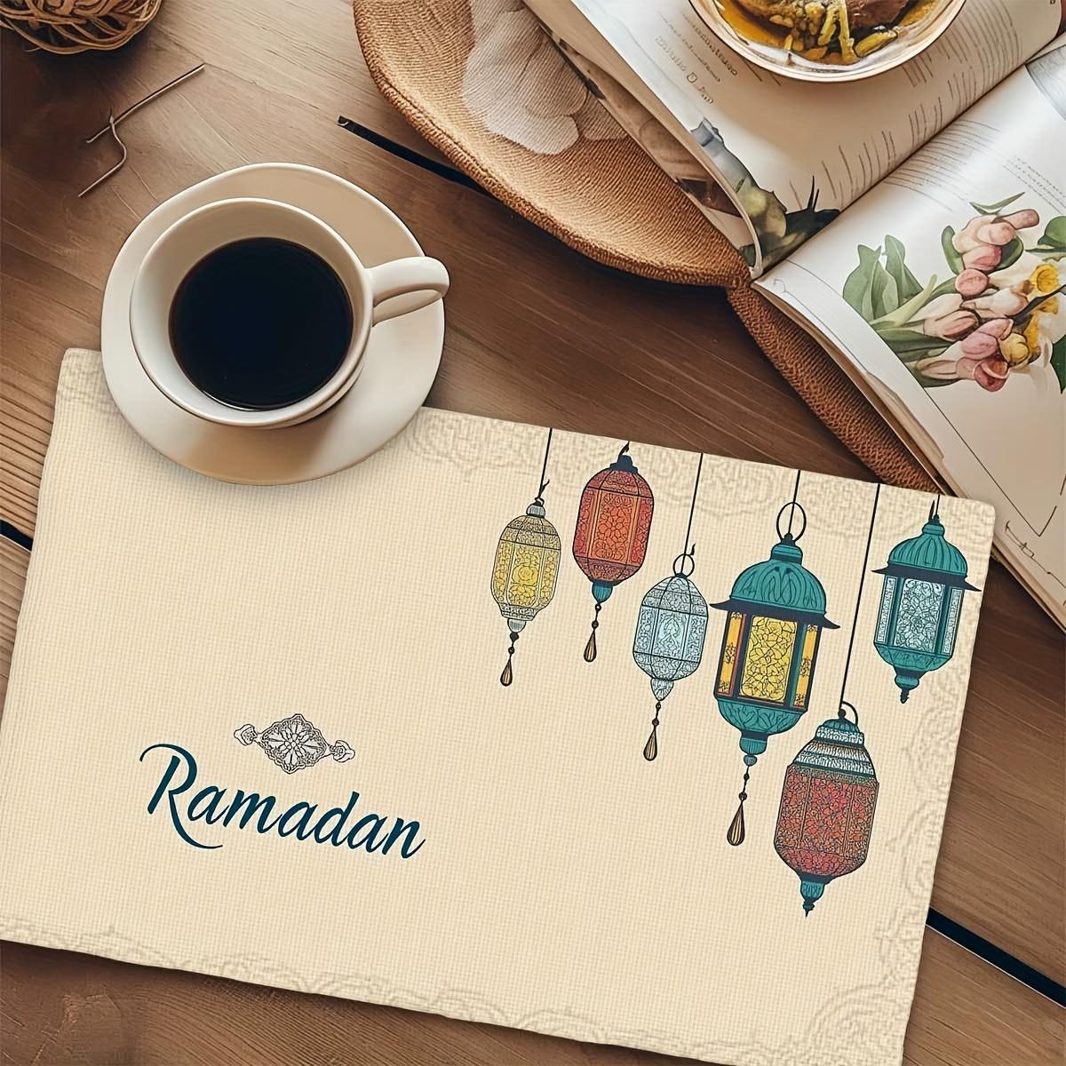6PC Warm Ramadan Lantern Decor Pattern - Placemats, Washable and Easy To Clean, Suitable for Party 6PC 30X45cm