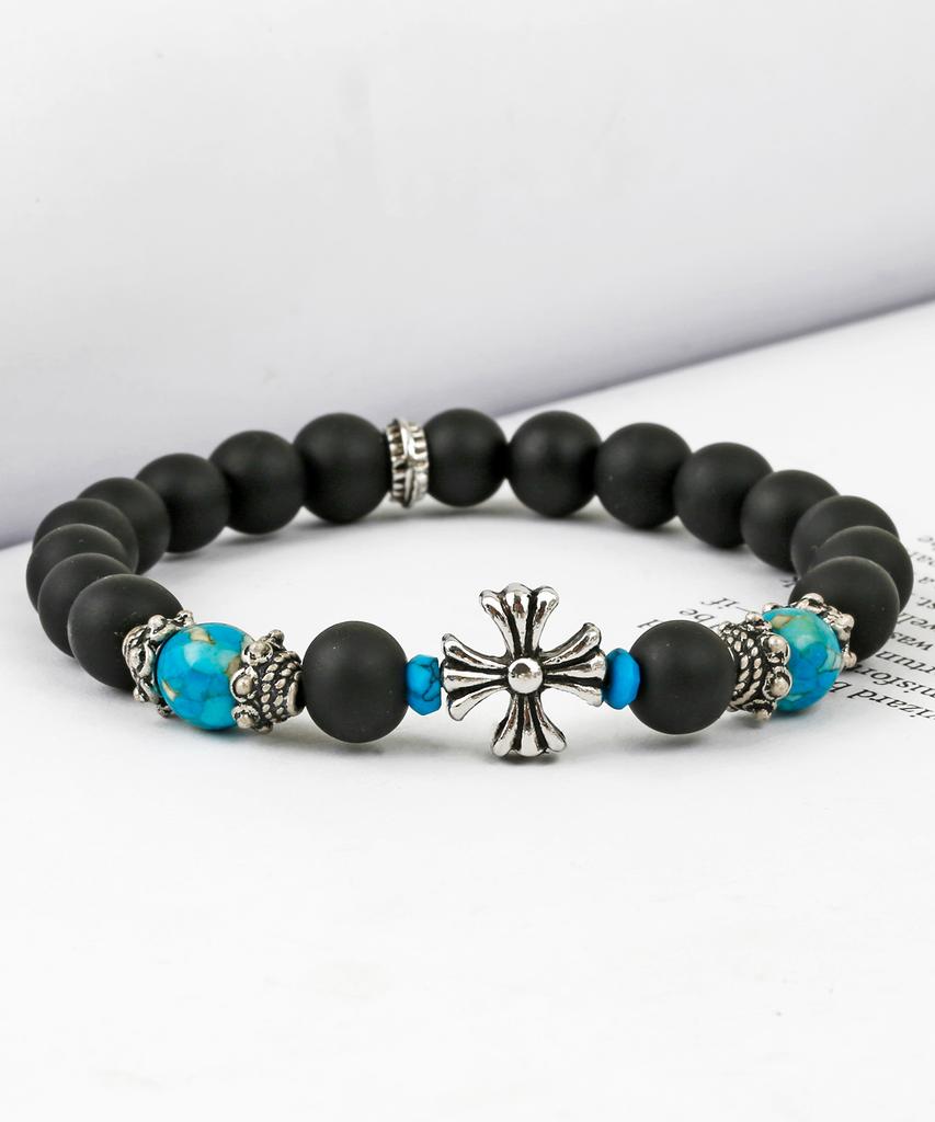 Shoveoff C24Svb-1013 Handmade Natural Stone Turquoise Onyx Matte Bracelet