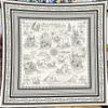 30% Silk 70% Cashmere Scarf Women Hand Rolled Horse Print Square Scarves Wraps Bandana Big Hijabs Female Foulard 135Cm