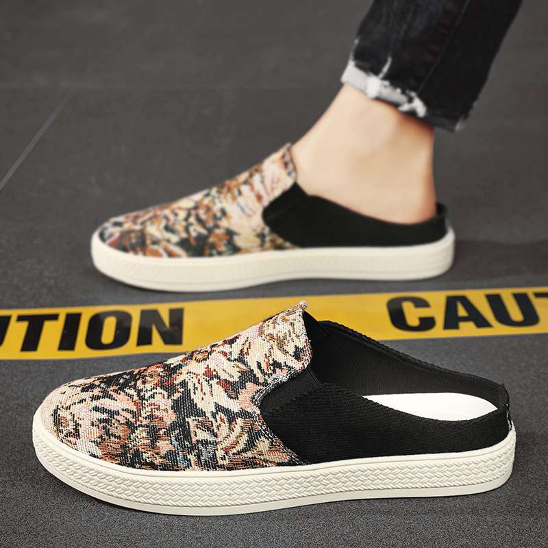 Baotou Half Slippers Men's Summer Lazy One Pedal Heelless Men's Shoes Mesh Casual Board Shoes Teen Sandals