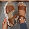 2025 Large Size Women's Shoes Soft Sole 2025 New Wedge Heel Elastic Sandals Beach Shoes