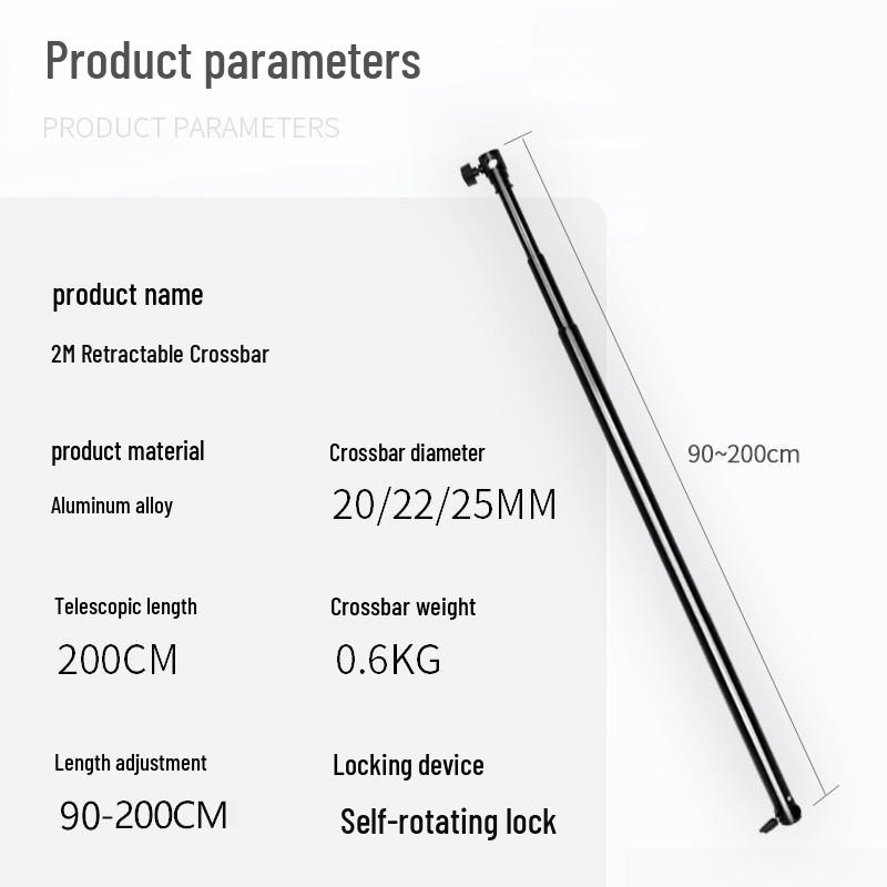 Adjustable 2m Telescopic Crossbar Stand with Retractable Universal Suspension