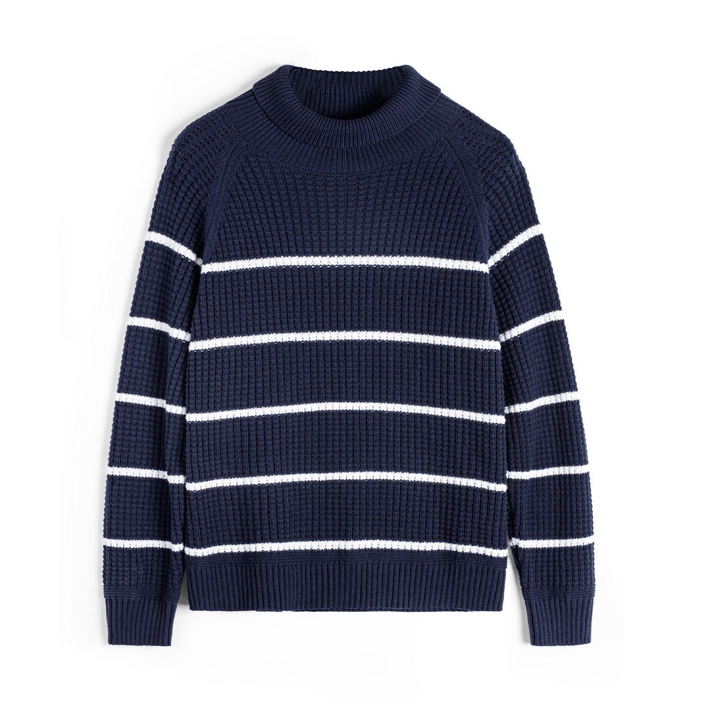 Madden Workwear Men s Retro Striped Raglan Knit High Neck Warm Winter Outerwear XL