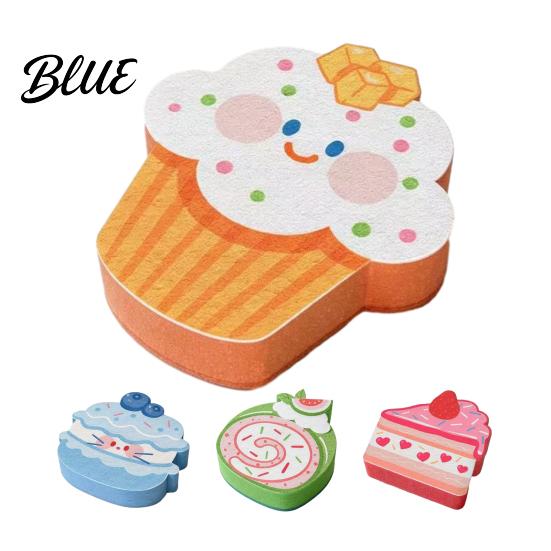 Kitchen Cleaning Sponges Double-Sided Cellulose Scrub Sponges Cute Dessert Patterns Non-Scratch Wood Pulp Soft Compressed Sponge Sponge Quick Drying