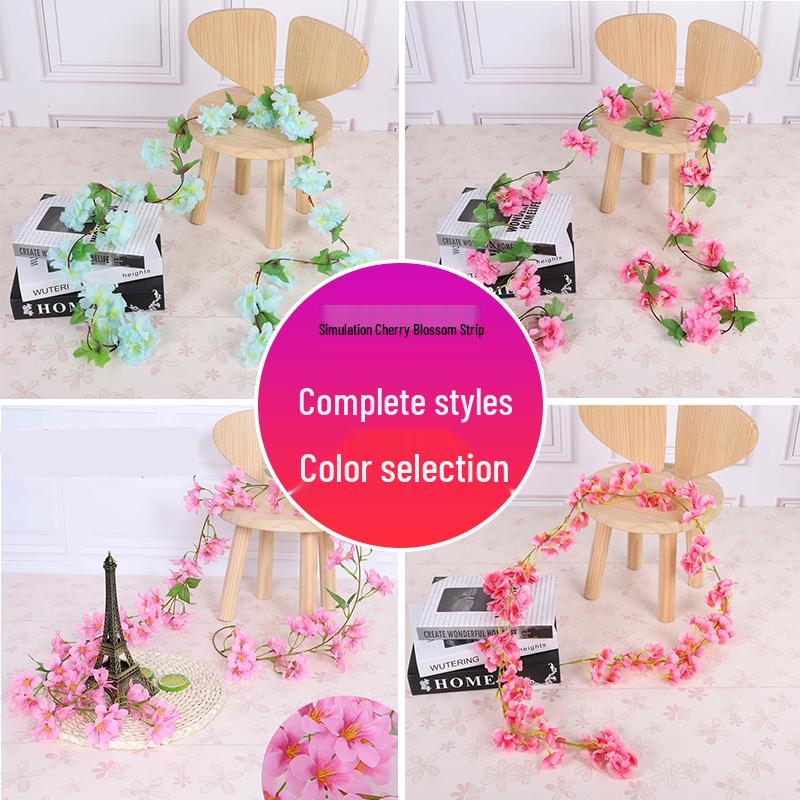 Artificial Cherry Blossom Vine: Indoor Ceiling Wedding Decoration, Rattan Pipe Cover