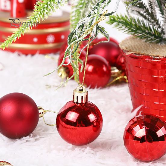36Pcs 4cm Christmas Tree Color Ball Electroplating Multi Styles Boxed Unbreakable Reusable Scene Layout Plastic Xmas Party Decor Hanging Ball Pendant