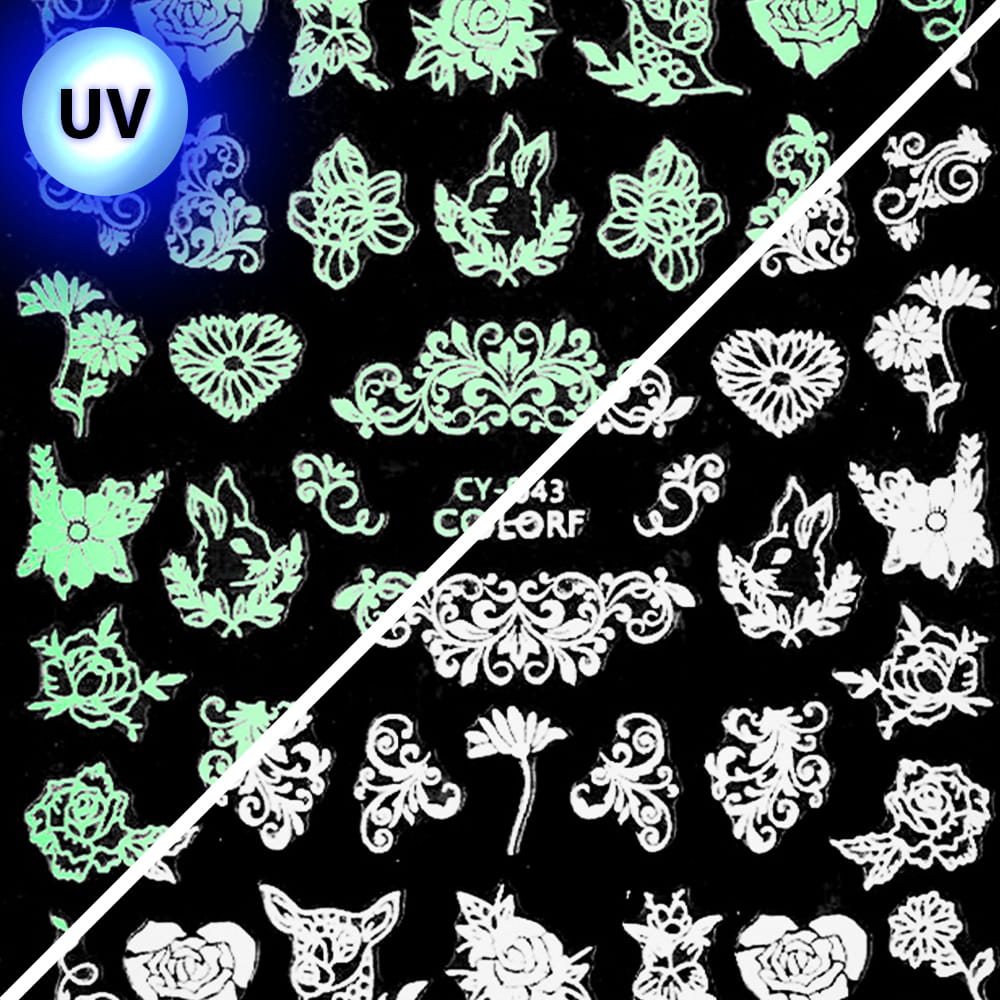 Nail Stickers Thin Self-adhesive UV Glowing Colorf CY-043
