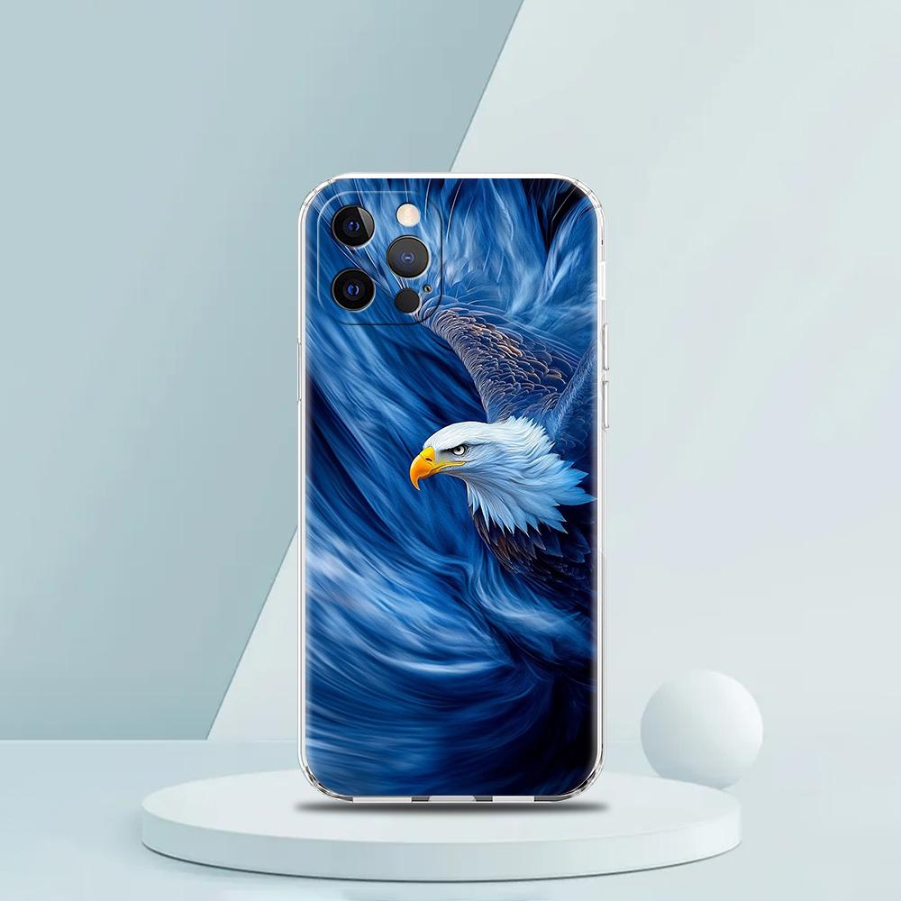 

Мягкий прозрачный чехол-бампер из ТПУ для iPhone 16 15 14 13 12 11 Pro Max XR 8 7 Plus Ударопрочный корпус с рисунком птицы Орел Ястреб iPhone 16 Pro