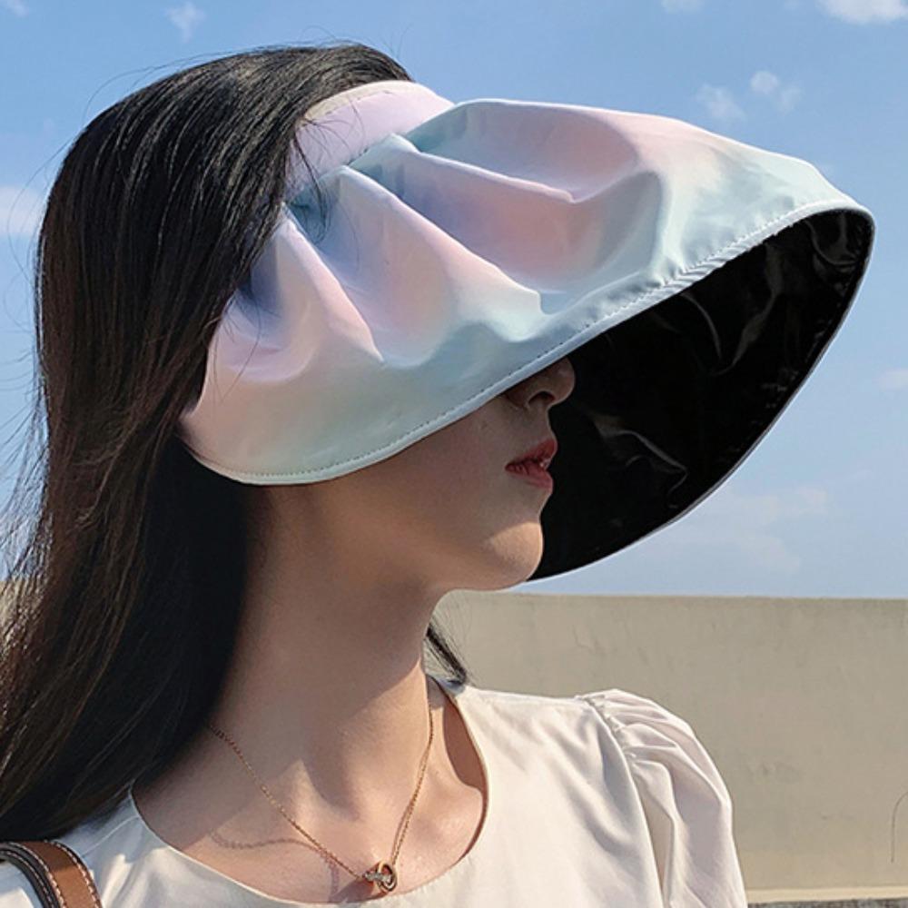 Empty Top Vinyl Sunscreen Hat Sunshade Dual Use Hair Hoop Trendy Wide Brim Sun Hat  Travel