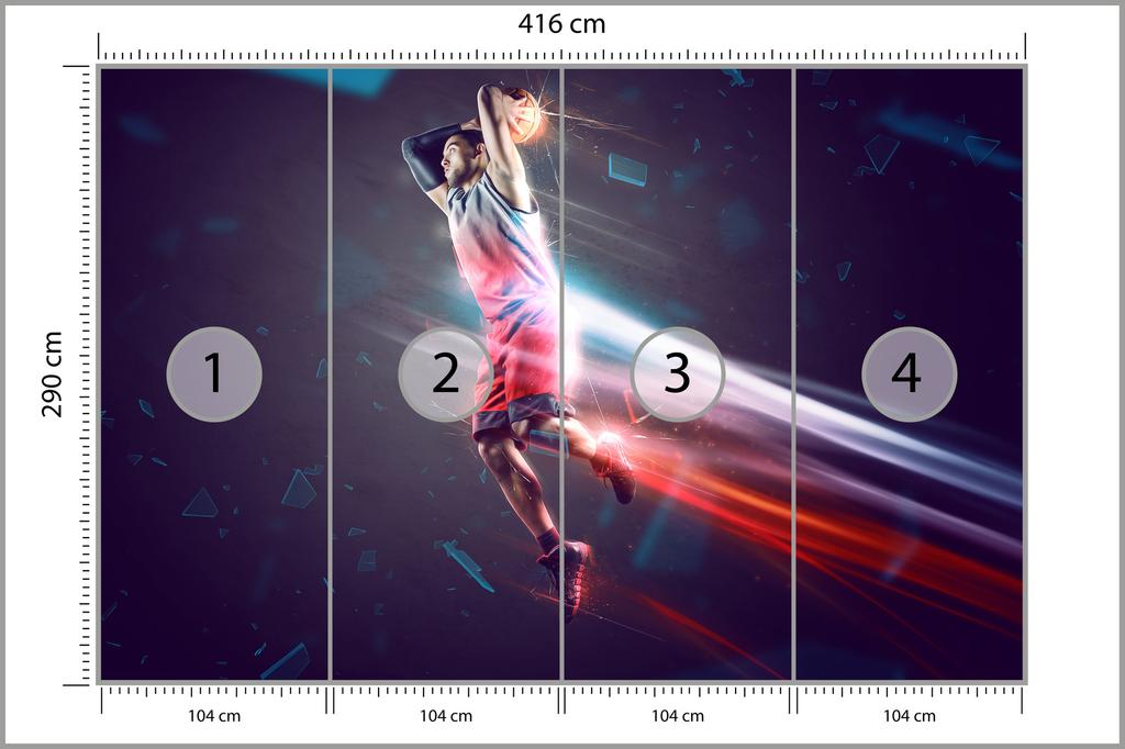 Photomural Basketball Player's Load Washable Fleece 416x290