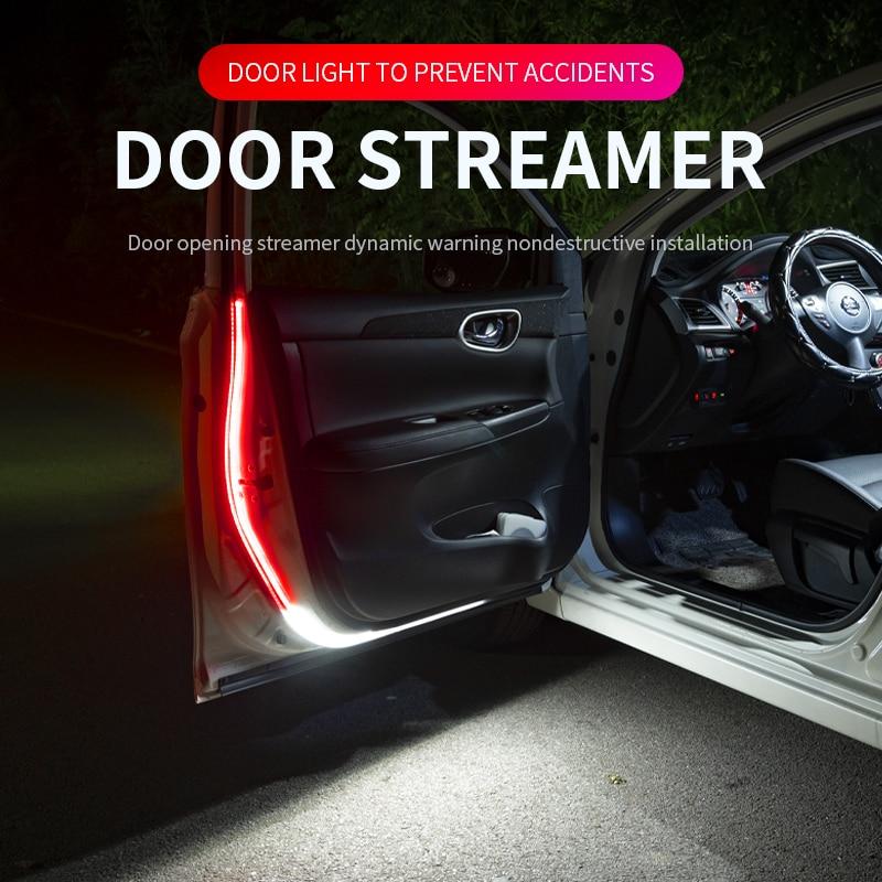 2pcs LED Car Door Opening Warning Atmosphere Light Strip 120cm Decoration Welcome Decor Ambient Lamp Safety Auto Accessories 12v