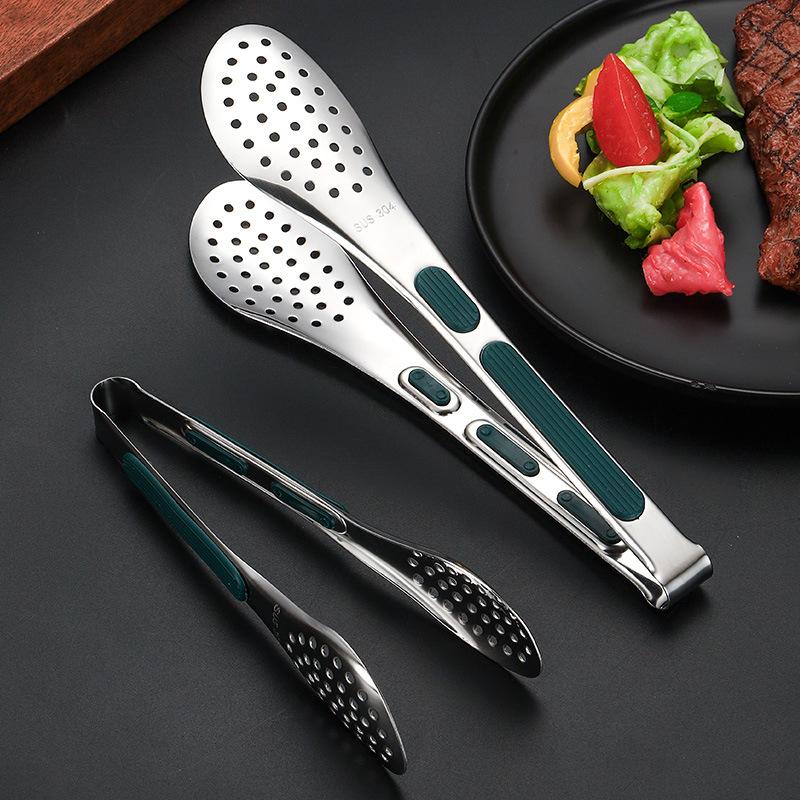 1PC Stainless Steel Food Tongs BBQ Meat Salad Bread Clip Barbecue Grill Non-Slip Buffet Clamp Cooking Tools Kitchen Accessories