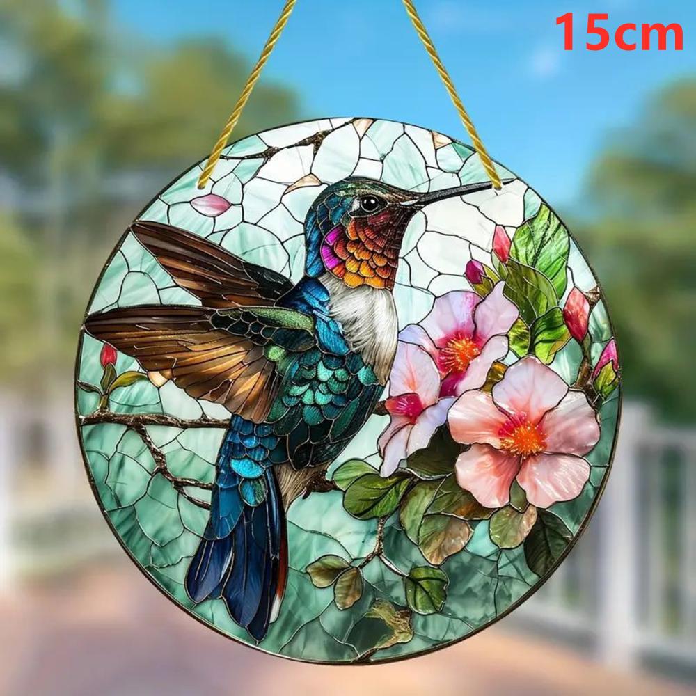 Acrylic Colorful Hummingbird Sun Catcher Rainbow Bird Wind Chimes Crafts Hanging Decor For All Seasons Home Garden Ornament