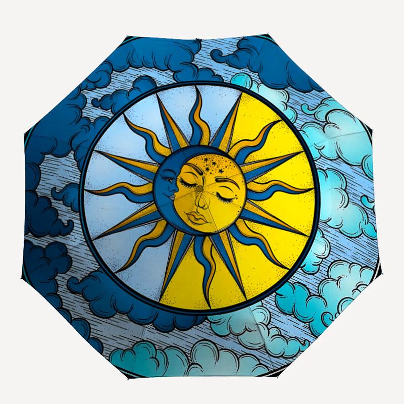 

1pc Sun Moon Symbol Folding Umbrella , 8 Ribs Casual Durable Lightweight Portable Travelling Umbrella For Men & Women yy250728117