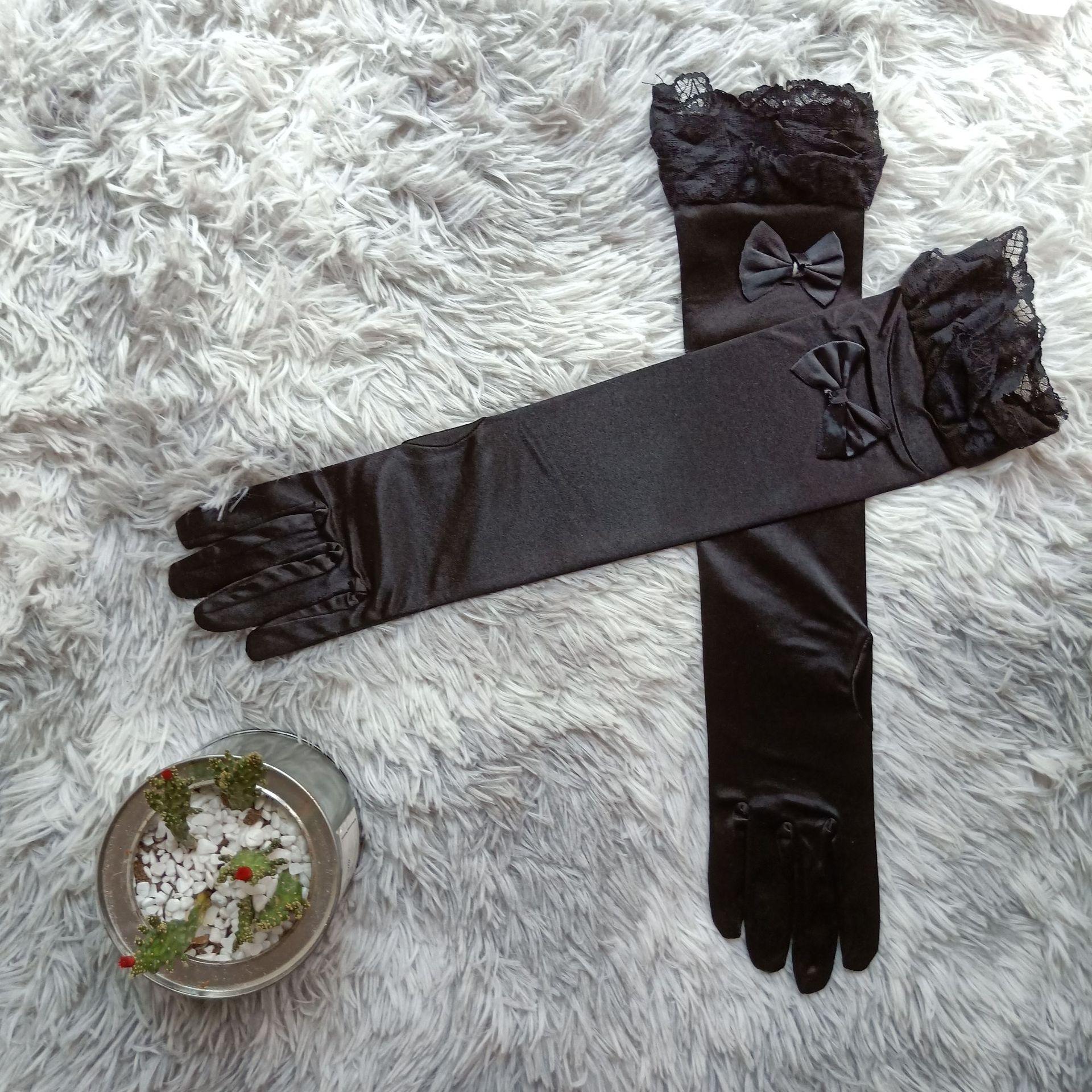 

Средние и Длинные Свадебные Этикетные Банты Кружево Сценическая Одежда Аксессуары Эластичные Перчатки one size fits all чёрный