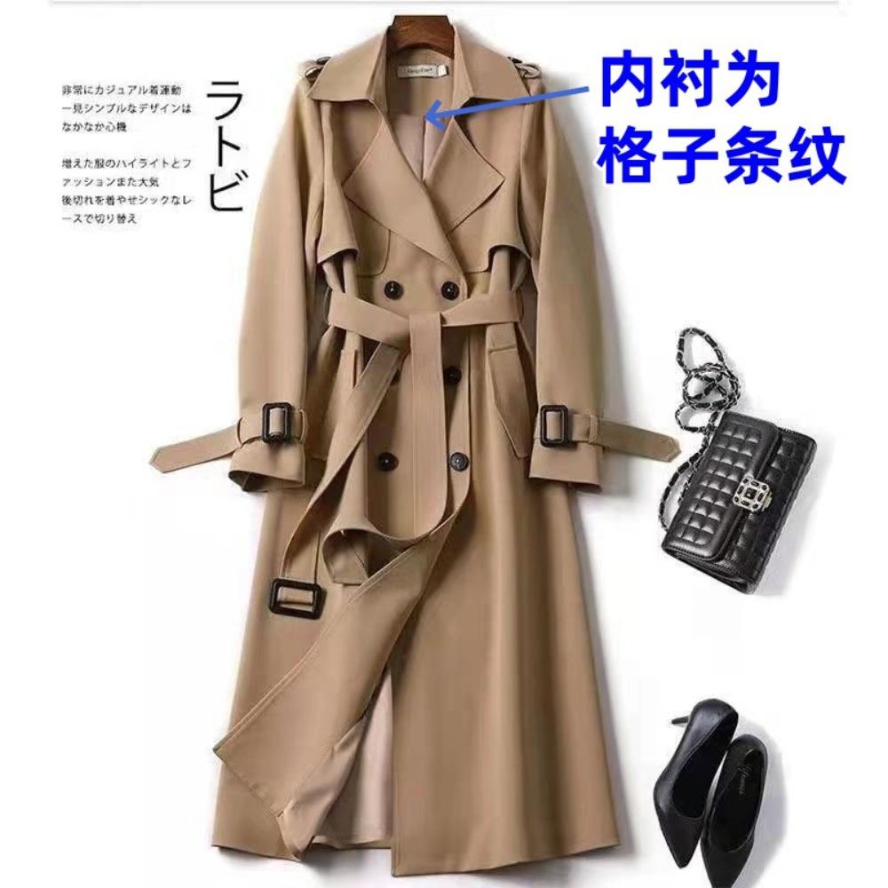 trench coat women s medium and long spring and autumn new Korean version large size small popular British style coat knee coat S