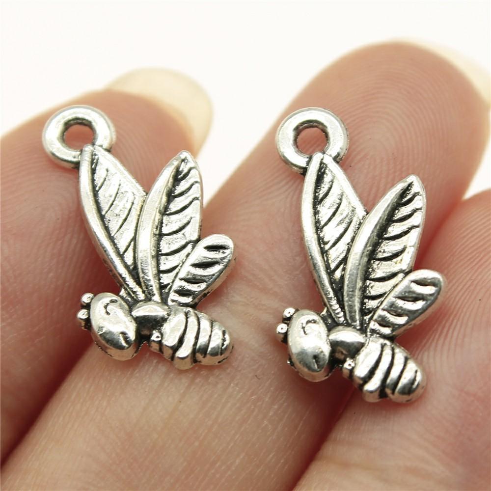 20pcs Charms Bee Tibetan Bronze Silver Color Pendants Antique Jewelry Making DIY Handmade Craft