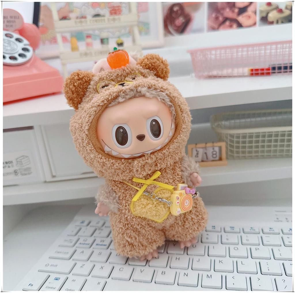 First, Second, and Third Generation Labubu Doll Clothes: 17cm Plush Onesie for 10cm Labubu Dolls, Cute Cartoon Design