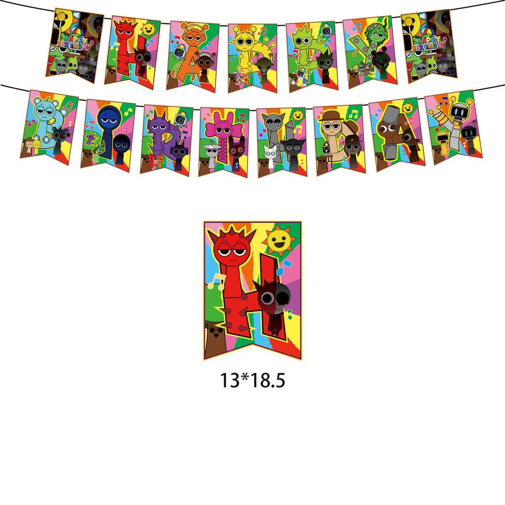 Rhythm Box Sprunki Theme Party Decoration Children's Birthday Party Decoration Supplies