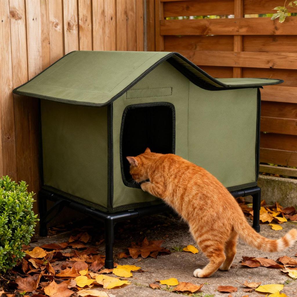 Outdoor Cat House Cats Shelter Oxford Cloth Easy To Assemble Dog Bed Kennel for Puppy