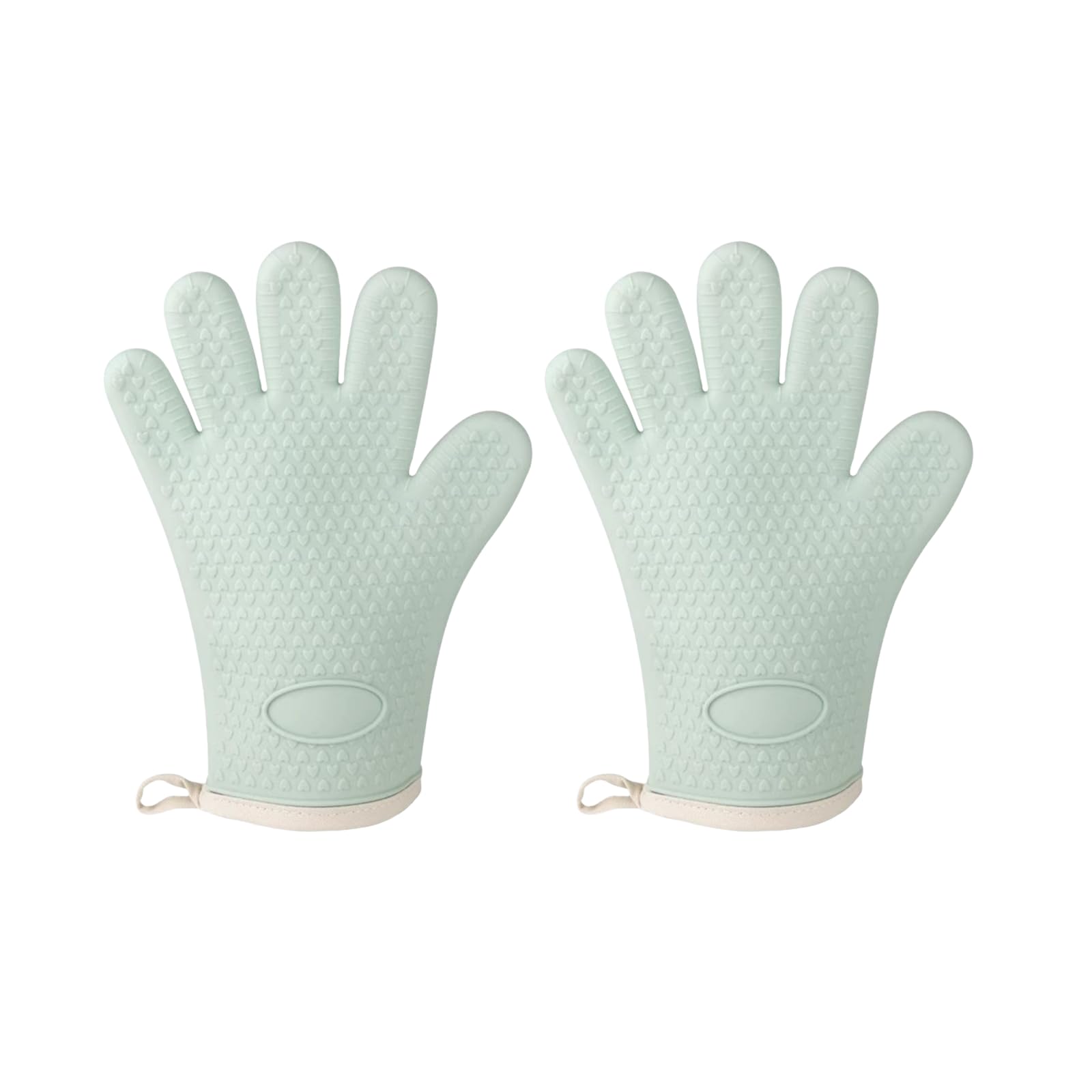 

Silicone Oven up to Set of Suitable for Microwave Home and Left and Unisex Mitts, Heat-Resistant 240°C (450°F), Green, 2, Five-Finger Design,