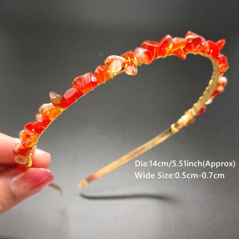 Fashion Hair Jewelry Natural Stone Ethnic Amethyst Hair Hoop Raw Quartz Crystal Headband Colorful Stone Stone Tiara