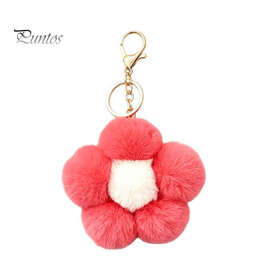 Aesthetic Handbag Pendant Plush Flower Keychain for Handbags, Five-petal Bag Charm, Backpack Hanging Accessory Fluffy Women