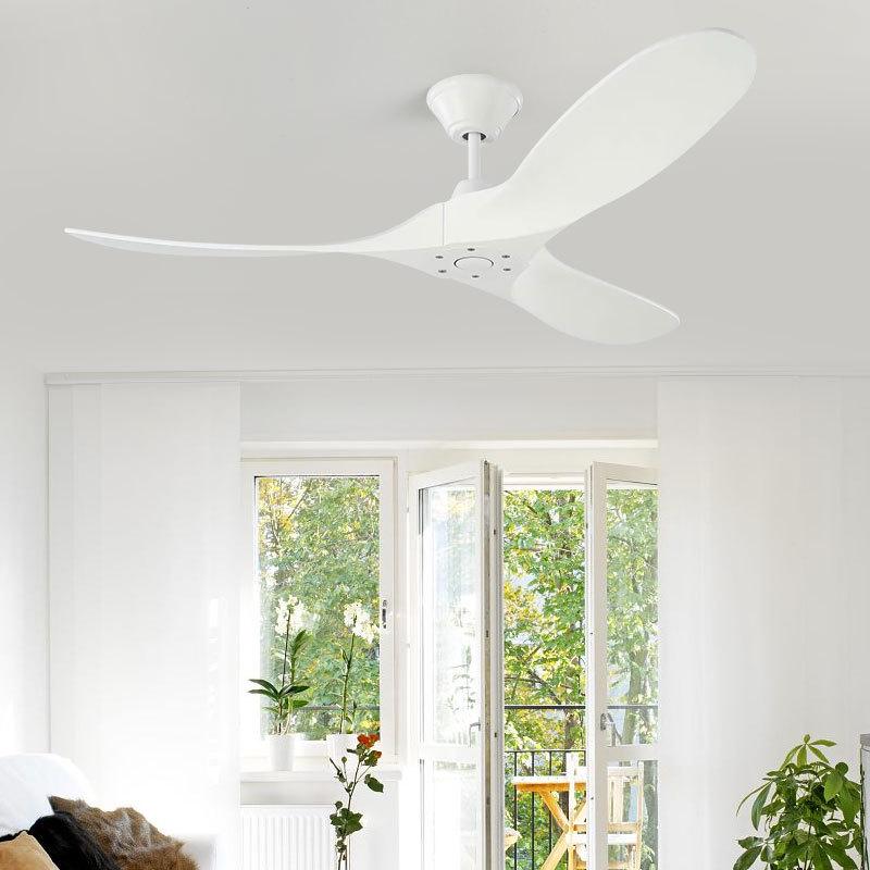 Nordic Silent Ceiling Fan Light with Wood Grain for Coffee Shop or Restaurant Decor