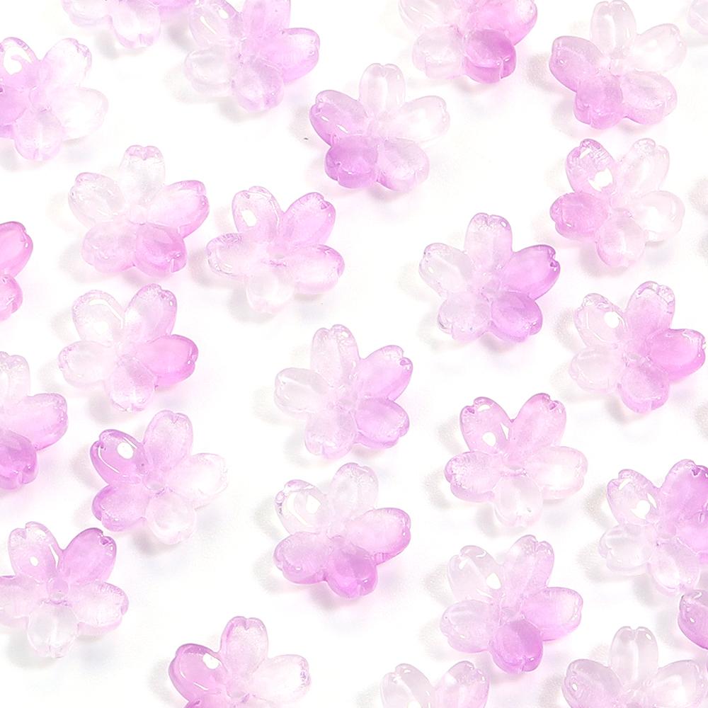 50pcs 10.5mm Cherry Blossom Lampwork Beads Colorful Glass Loose Bead For Jewelry Making DIY Crafts Bracelet Necklace Accessories