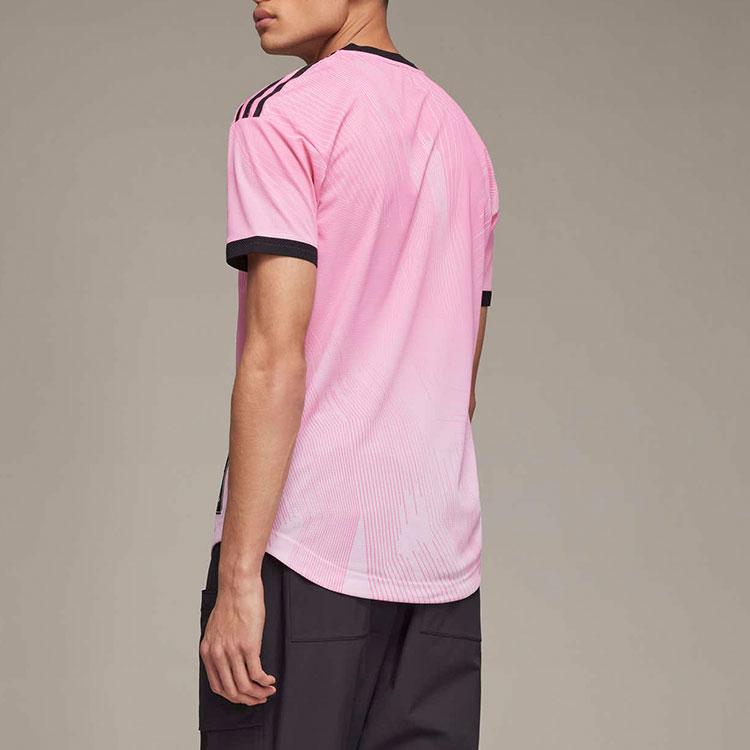 Y-3 Real Madrid T-Shirts Men's Pink V-neck Moderate Straight Fit HI3984
